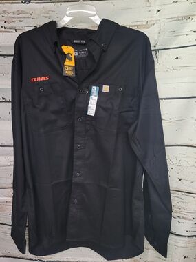 Carhartt Rugged Flex Relaxed Fit Work Shirt XL Black CLAAS Embroidered with tags